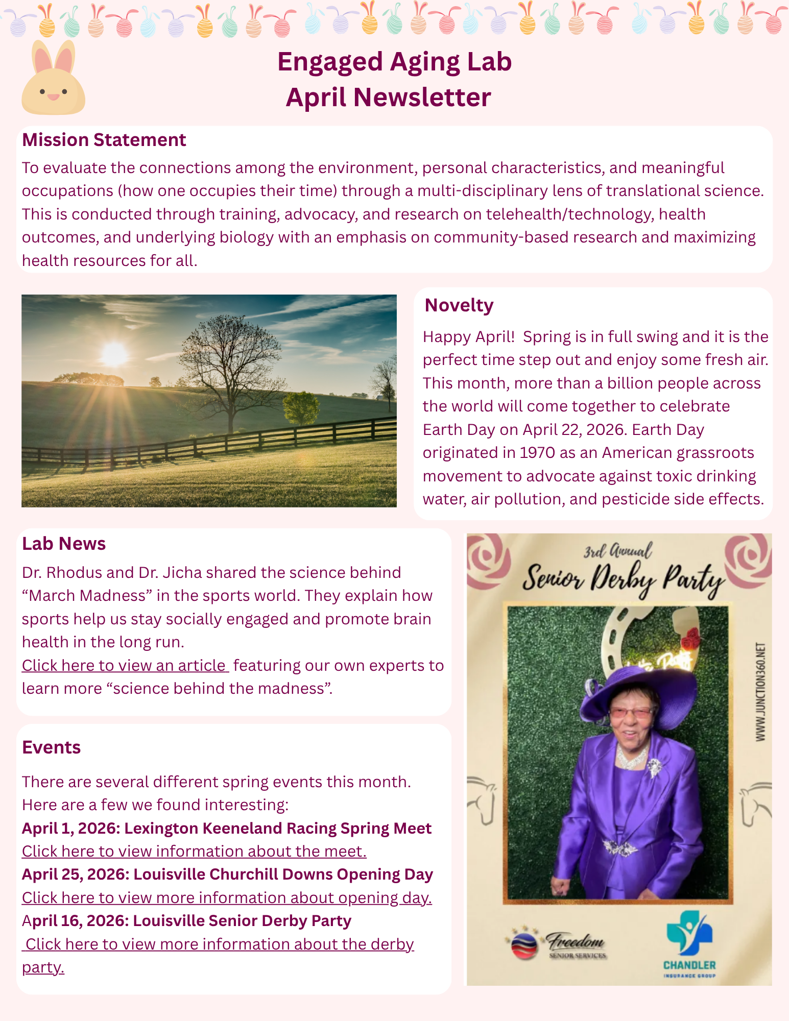 first page of the lab's April newsletter