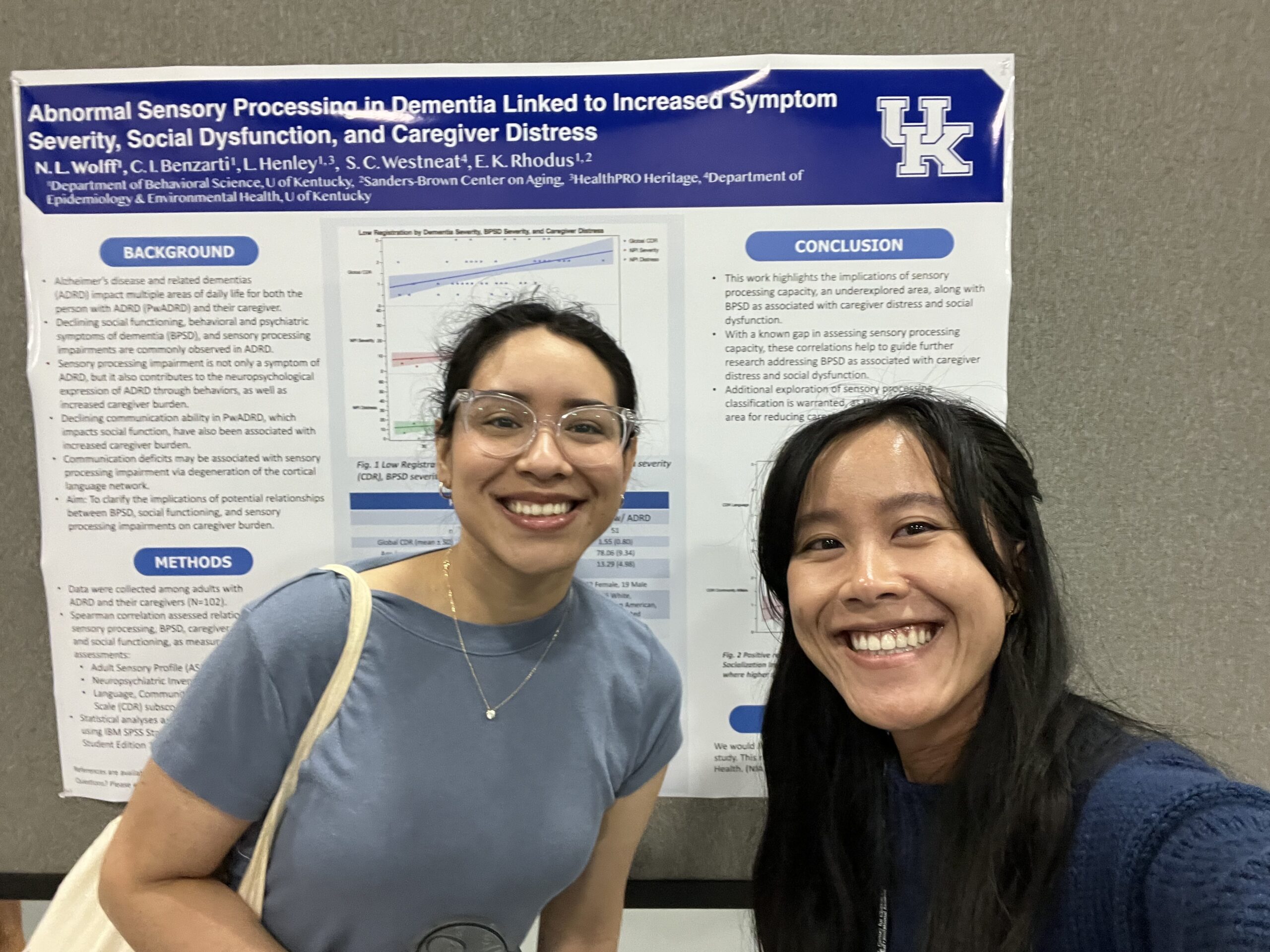 Lab members in front of research poster at annual CCTS conference